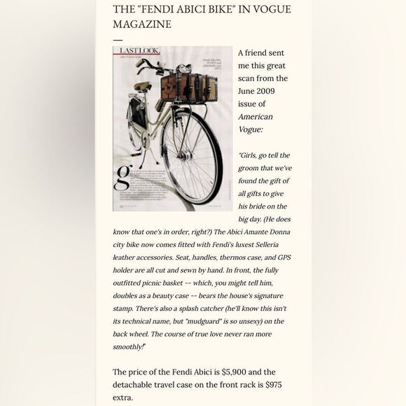 The FENDI ABICI Bike in Vogue FENDI SELLERIA Detachable Travel Trunk ULTRA RARE - Picture 5 of 8